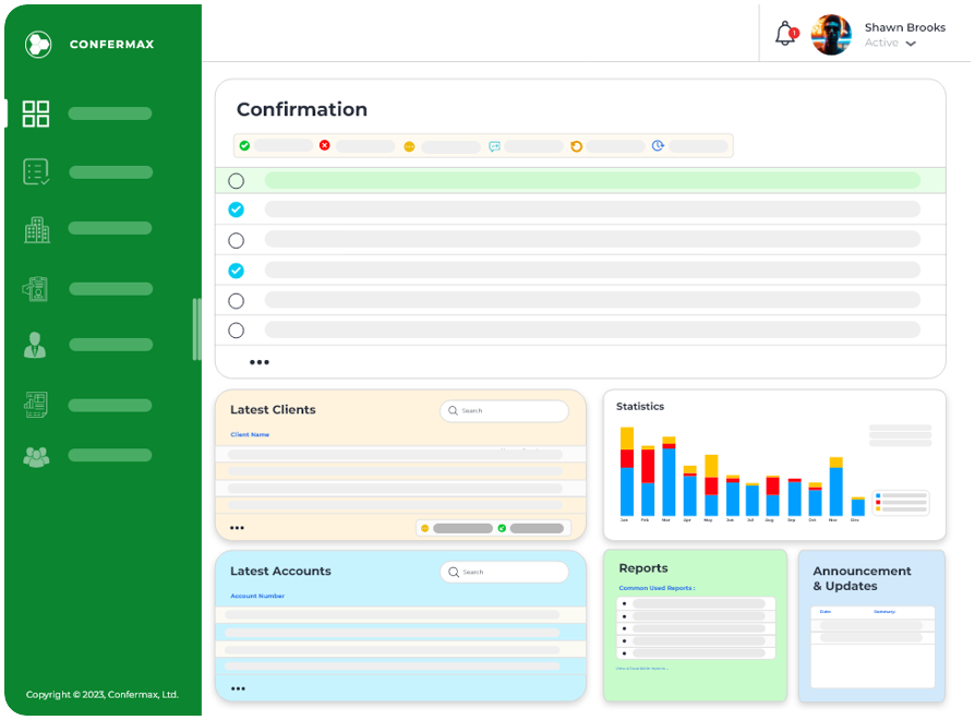 Confermax Confirms Dashboard